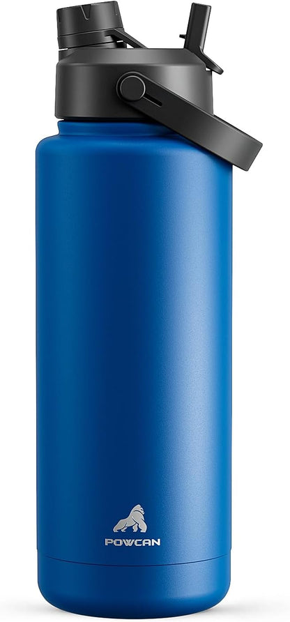 POWCAN 26 oz Insulated Water Bottle with 2-in-1 Straw and Spout Lid, Keep Cold 24H, Leak-Proof, Fits in Car Cup Holder, Stainless Steel Water Bottle for Sports, Travel, and School (Cotton Candy)