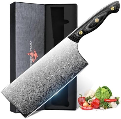 Purple Dragon Damascus Fish Fillet Knife - 7 inch Flexible Boning Knife with VG10 Core, Kitchen Slicing Knife with Full Tang Handle, Birthday Dad Mom Gift