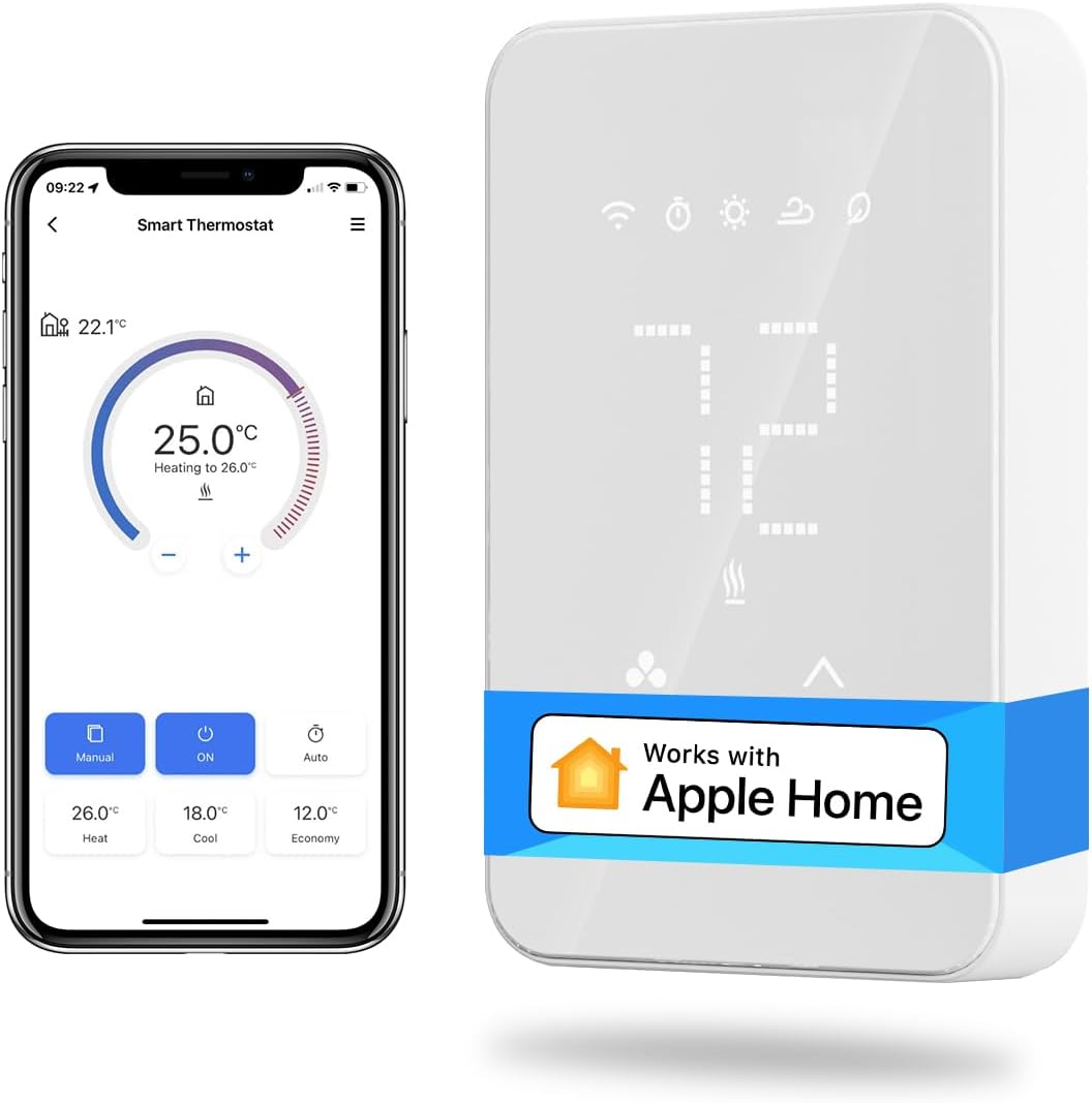 meross Smart Thermostat for Electric Baseboard, in-Wall Heaters 120V/240V, WiFi Digital Thermostat Works with Apple Home, Alexa, and Google Home, Voice Control, Hot Wire Required