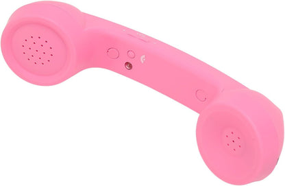 Qiilu Retro Telephone Handset for Mobile Phones - Rechargeable Radiation Proof Handset Receiver with USB Charging (Red)
