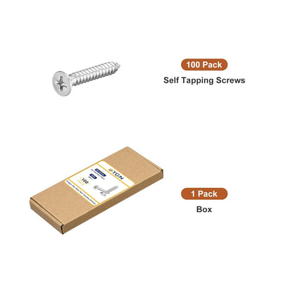 DTGN 100Pcs #8x1 Flat Head Wood Screws, 304 Stainless Steel Phillips Self Tapping Screws - Good for Woodworking, Furniture - Silver