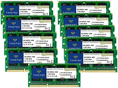 Timetec 16GB KIT(2x8GB) DDR3L / DDR3 1600MHz PC3L-12800 / PC3-12800 Non-ECC Unbuffered 1.35V / 1.5V CL11 2Rx8 Dual Rank 204 Pin SODIMM Laptop Notebook PC Computer Memory RAM Module Upgrade