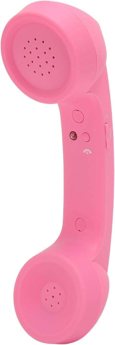 Qiilu Retro Telephone Handset for Mobile Phones - Rechargeable Radiation Proof Handset Receiver with USB Charging (Red)