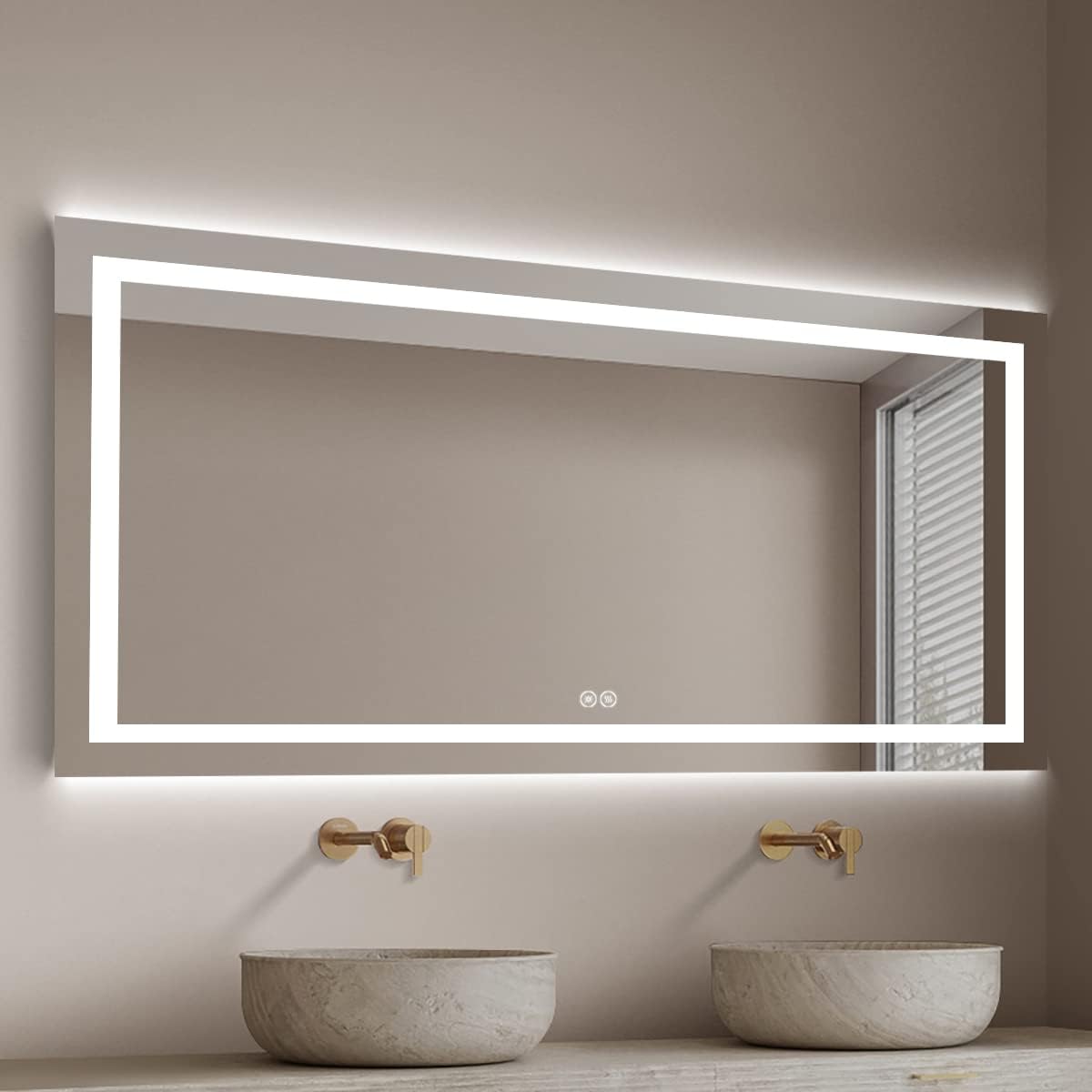 DP Home LED Lighted Bathroom Vanity Wall Mirror with Touch Button, Dimmable, Vertical & Horizontal Mount Mirrors 70 x 32 in E-N031-7032-TS Wall Mounted Makeup LED Vanity Mirror