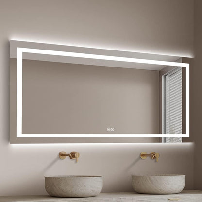 DP Home LED Lighted Bathroom Vanity Wall Mirror with Touch Button, Dimmable, Vertical & Horizontal Mount Mirrors 70 x 32 in E-N031-7032-TS Wall Mounted Makeup LED Vanity Mirror