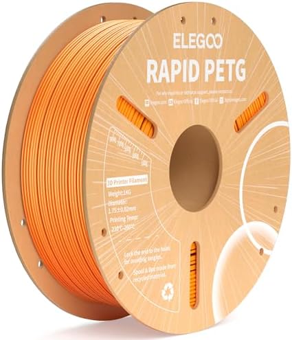 ELEGOO Rapid PETG Filament 1.75mm Black 1KG, 3D Printer Filament Max 600 mm/s High Speed Printing, Dimensional Accuracy +/- 0.02 mm Fit Most FDM Printer 1kg Cardboard Spool
