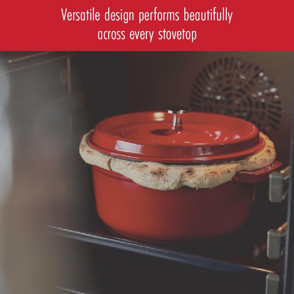 STAUB La Cocotte 7-Quart Cast Iron Round Cocotte, 6.75 L, Made in France, Cherry