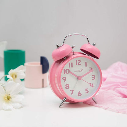 FLOITTUY (Loud Alarm for Deep Sleepers) 4'' Twin Bell Alarm Clock with Backlight for Bedroom and Home Decoration(Black)