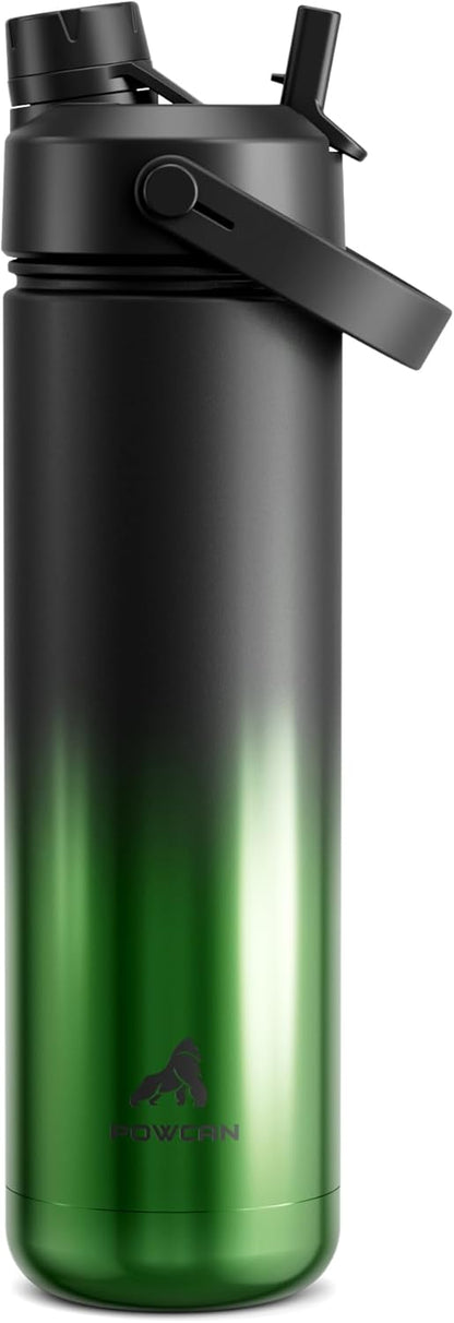 POWCAN 26 oz Insulated Water Bottle with 2-in-1 Straw and Spout Lid, Keep Cold 24H, Leak-Proof, Fits in Car Cup Holder, Stainless Steel Water Bottle for Sports, Travel, and School (Cotton Candy)