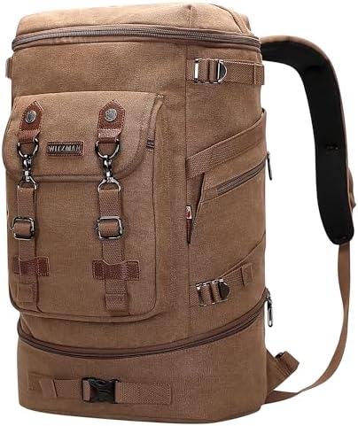 WITZMAN Travel Backpack for Men Women Canvas Backpack Carry on Luggage Rucksack Convertible Duffel Bag Large