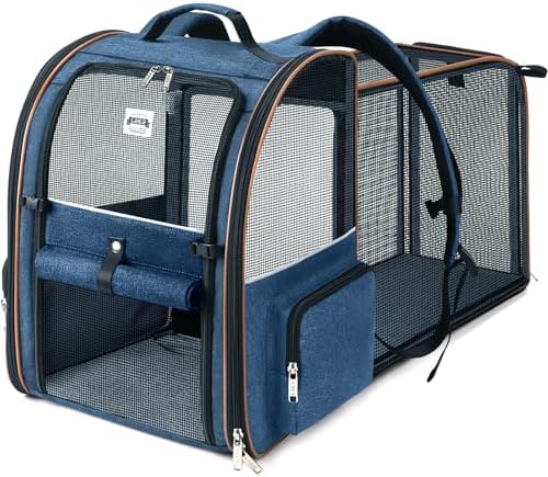 Lekespring Cat Bag, Expandable Cat Backpack Carrier for Small Dogs Medium Cats Fit Up to 18 Lbs, Dog Backpack Carrier, Foldable Pet Backpack Carrier for Travel, Hiking, Outdoor Use (Grey)