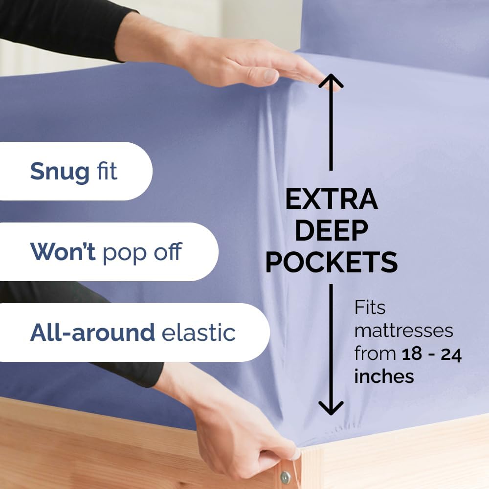 Extra Deep Queen Sheet Set - 6 Piece Breathable & Cooling Sheets - Hotel Luxury Bed Sheets Set - Easy & Secure Fit - Soft, Wrinkle Free & Comfy Sheets Set - White Sheet Set w/Extra Deep Pockets