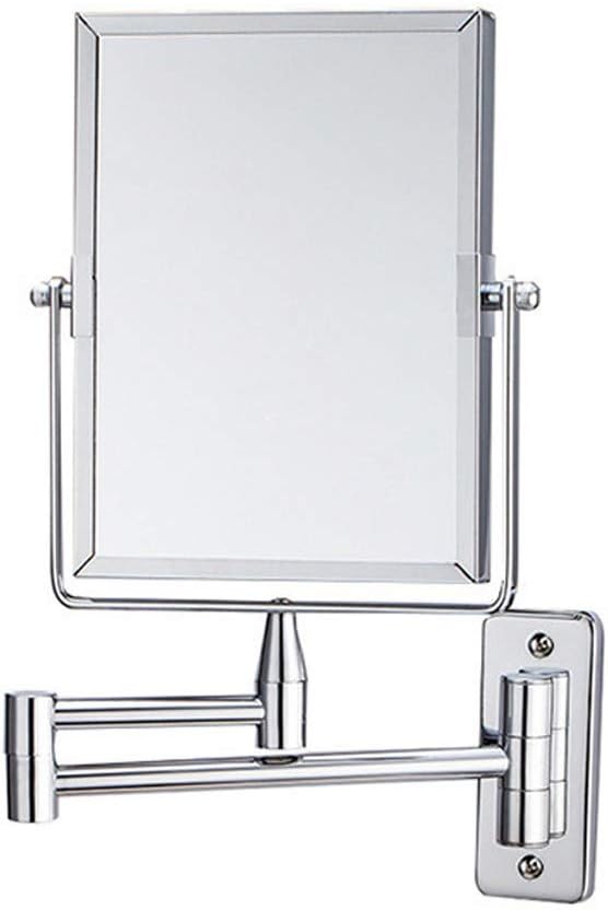 KANG// Bathroom Wall Mirror, Folding Space Aluminum Alloy Telescopic Mirror, Double Sided Shaving Mirror with 3X Magnifier, 39 x 34 cm, Wall Mount, Modern Style
