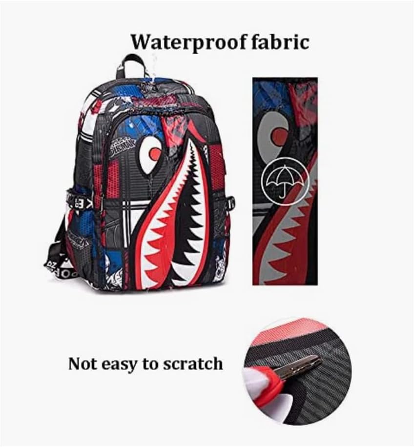 Boys' backpack School Backpack,Stylish backpack with USB port.Laptop Backpack can hold 15.6in Notebook (Red)