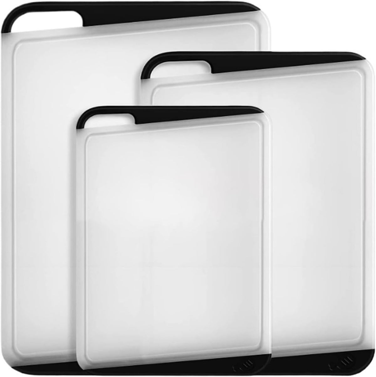 Chopping Board for Kitchen Plastic Cutting Boards Set of 3, Large Medium Small for Kitchen, Easy Grip Handle, BPA Free Dining Accessories(A)