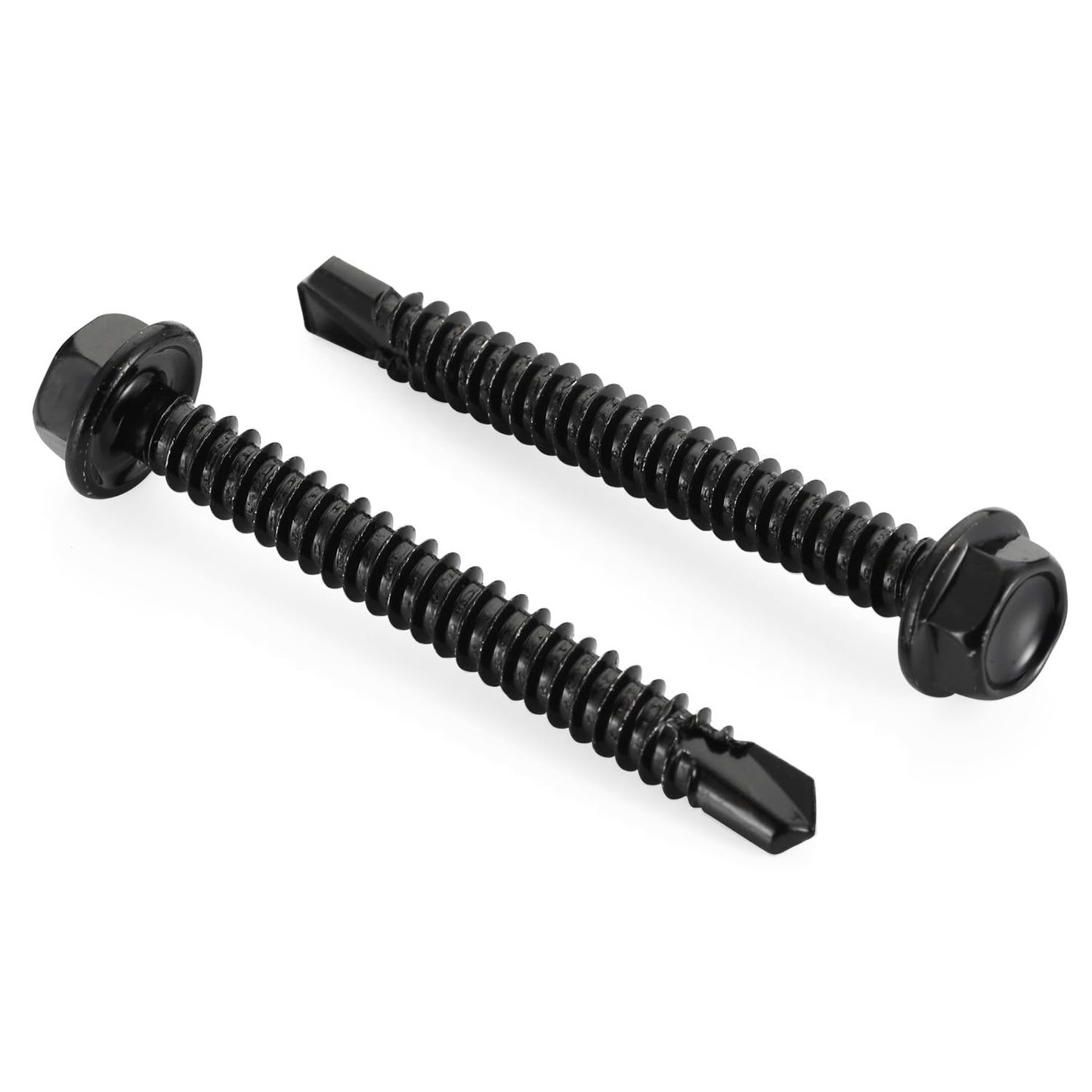 #10 x 1 Hex Washer Head Self Tapping Drilling Screws Black Oxidized, 410 Stainless Steel, 100 PCS