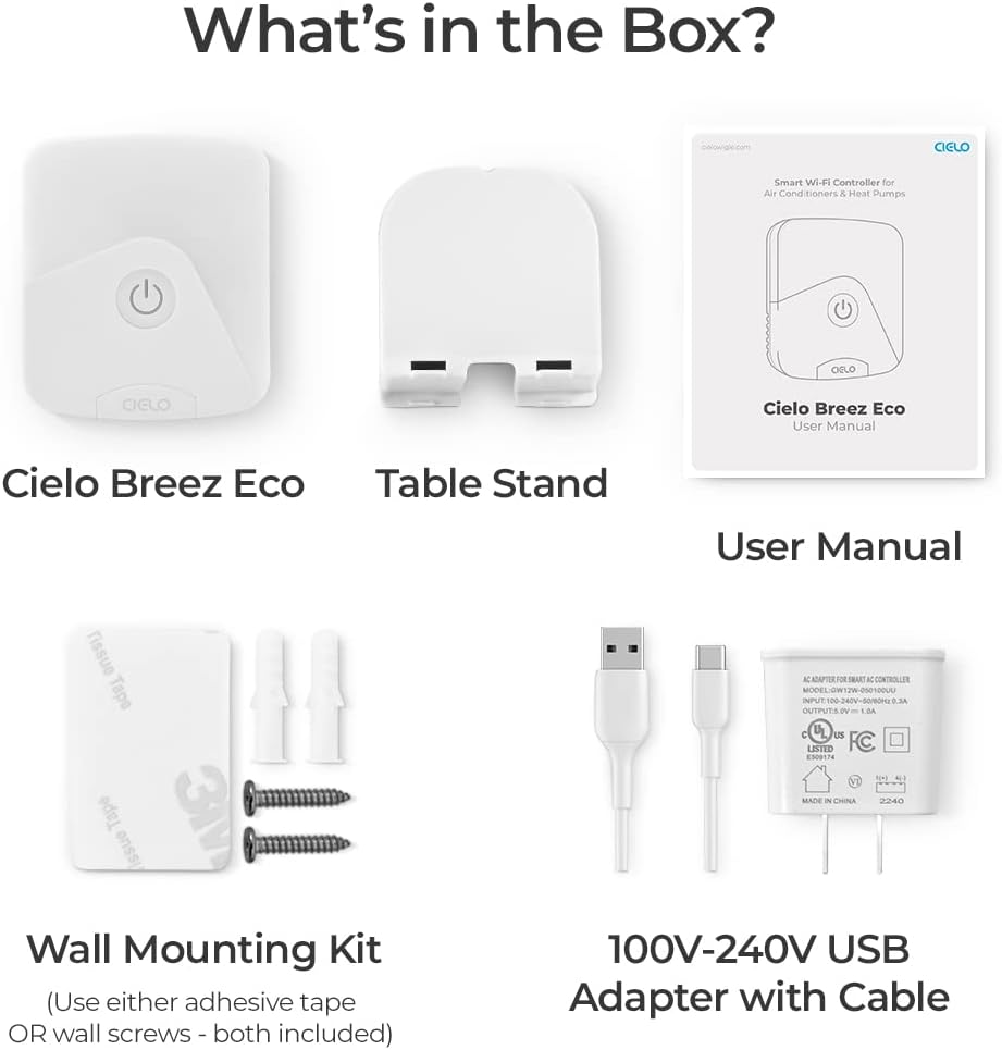 Breez Eco | Smart AC Controller for Mini Split, Window, Portable ACS | WiFi, Alexa, Google, Siri Shortcuts, SmartThings, IFTTT, Free App, NO Subscriptions | Schedules, Geofencing, Comfy (Black)