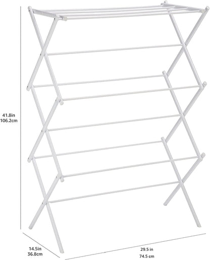 Foldable Portable Laundry Drying Rack for Indoor Air Drying Clothing, 29.4 x 14.8 x 41.9 inches (LxWxH), Chrome Silver