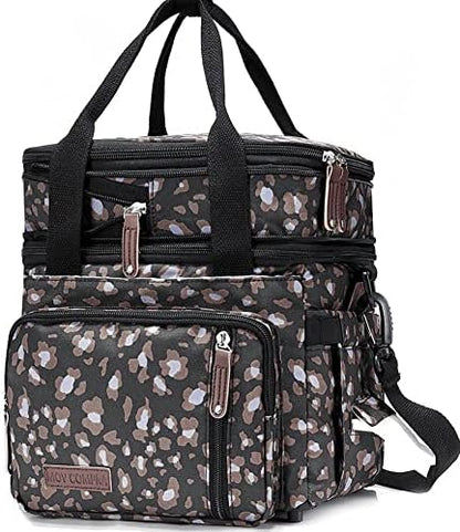 Lunch Bag Women Insulated Lunch Box for Work, Purple Expandable Large Lunch Bags, Leakproof Double Deck Lunch Box Cooler Bag（Purple）