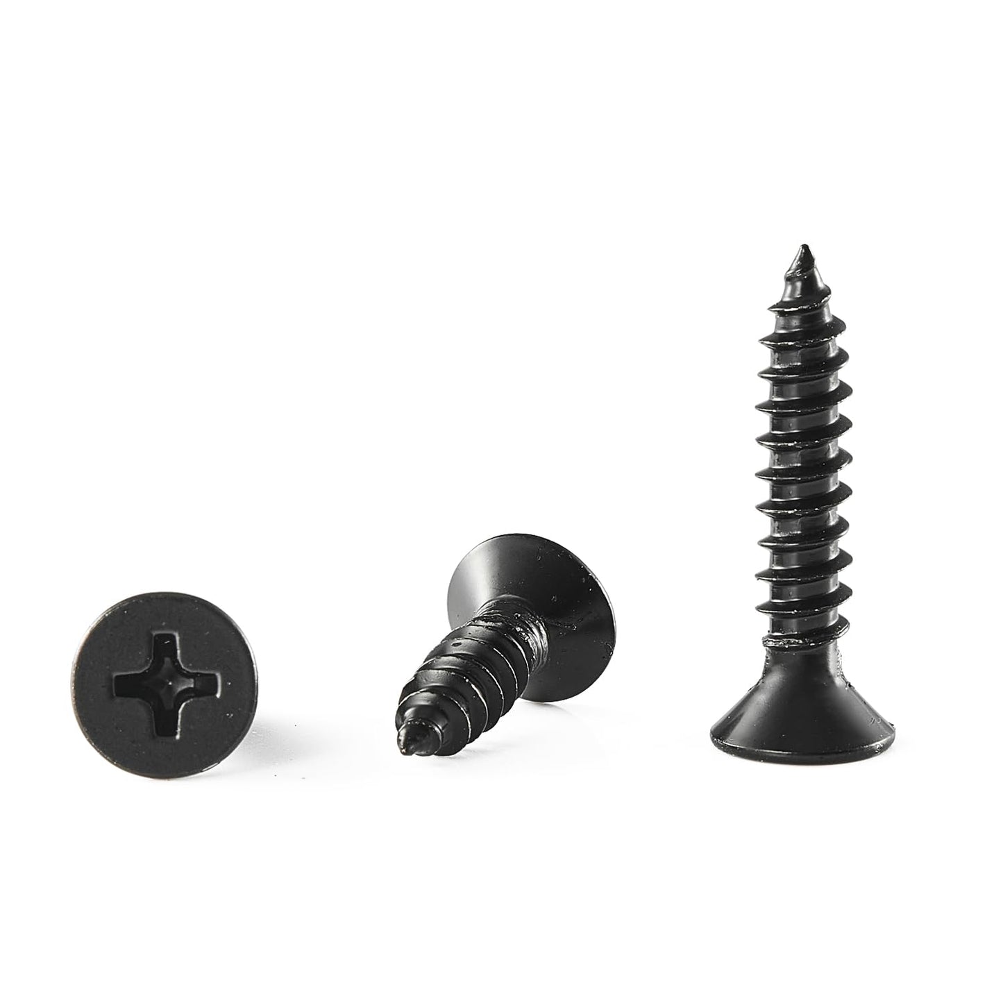 GOHODOMINO #4 x 1/2" Wood Screw 100Pcs, Stainless Steel 304 (18-8) Screws Flat Head Phillips Fast Self Tapping Drywall Screws Black Oxide