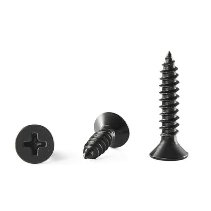 GOHODOMINO #4 x 1/2" Wood Screw 100Pcs, Stainless Steel 304 (18-8) Screws Flat Head Phillips Fast Self Tapping Drywall Screws Black Oxide