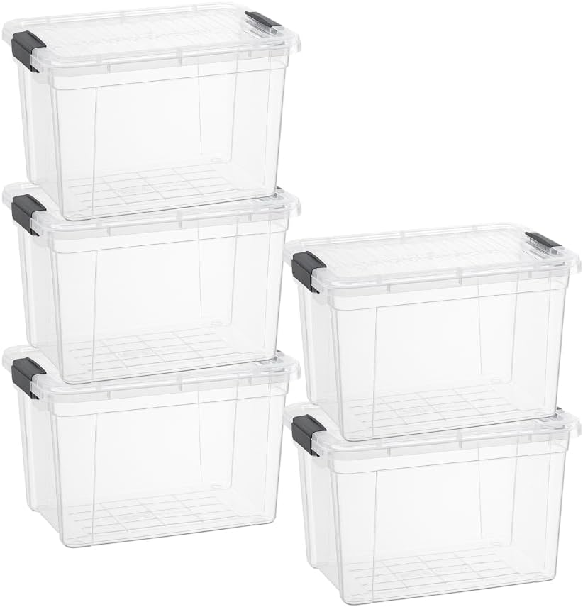 Superio Storage Bins with Lids- 3 Pack, 1.85 Qt Clear Boxes for Organizing, Stackable Plastic Containers- BPA Free, Non-Toxic, Odor Free, Organizer for Home, Office, Dorm