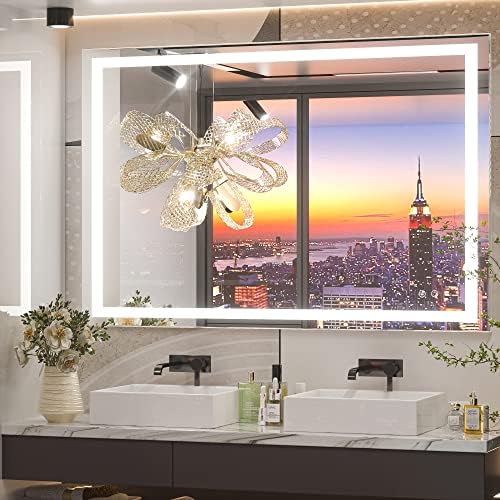 TETOTE 36 x 28 Bathroom LED Mirror Bedroom LED Mirror Fashion Style Vanity Makeup Mirror Dimmable Anti-Fog Wall Mounted Birthday Gift Housewarming Gift Wedding Gift