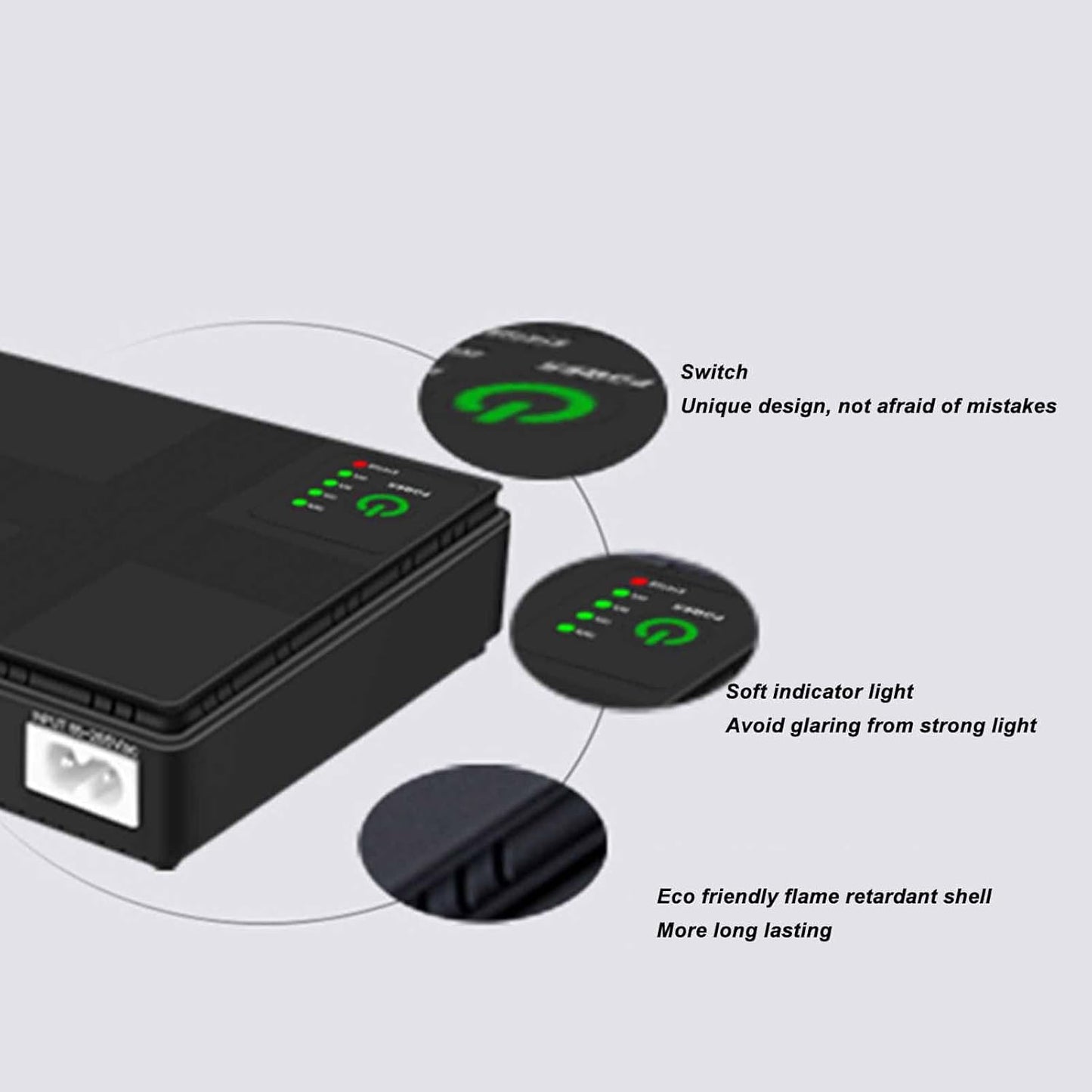 10400mAh Mini UPS Battery Backup, 5V 9V 12V 2A POE Uninterruptible Power Supply, Compact Basic Standby UPS System for Camera Router LED Light Modems Speaker, 85-265V (US Plug)