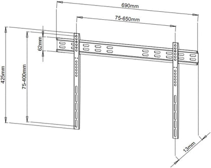 Techly Ultra Slim Fixed TV Wall Mount- 40-65in