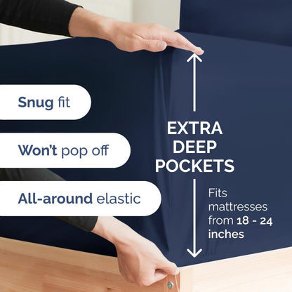 Extra Deep Queen Sheet Set - 6 Piece Breathable & Cooling Sheets - Hotel Luxury Bed Sheets Set - Easy & Secure Fit - Soft, Wrinkle Free & Comfy Sheets Set - White Sheet Set w/Extra Deep Pockets
