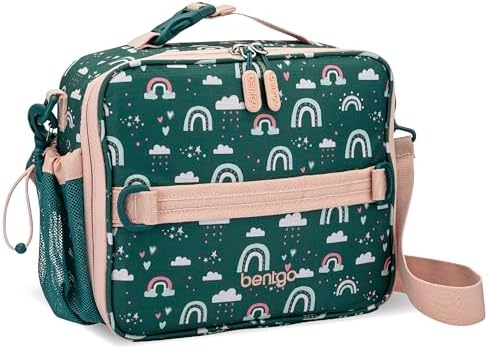 Bentgo® Kids Lunch Bag - Durable, Double Insulated, Water-Resistant Fabric, Interior & Exterior Zippered Pockets, Water Bottle Holder - Ideal for Children 3+ (Shark)