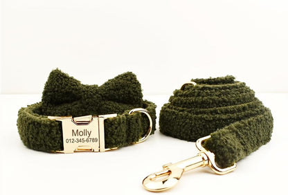 Custom Dog Collar with Metal Buckle - Pet Collars Personalized with Name and Phone Number (Plaid)