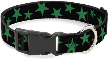Buckle-Down PC-W21909-M Dog Collar Plastic Clip Buckle, 1"x11"-17", Star Black/White