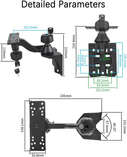 Strg Fish Finder Mount with Lock for Boat, Kayak Fish Finder Swing Mount Marine Electronics Mounts with Rectangular Plate Compatible with Scotty Garmin Lowrance Humminbird and More Depth Finder