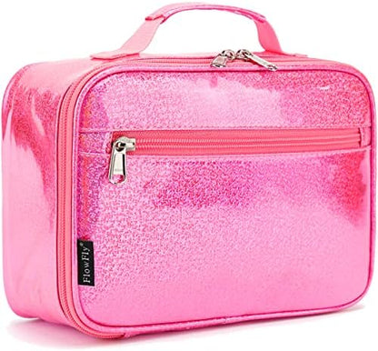 FlowFly Kids Lunch Box Insulated Soft Bag Mini Cooler Back to School Thermal Meal Tote Kit for Girls, Boys, Black