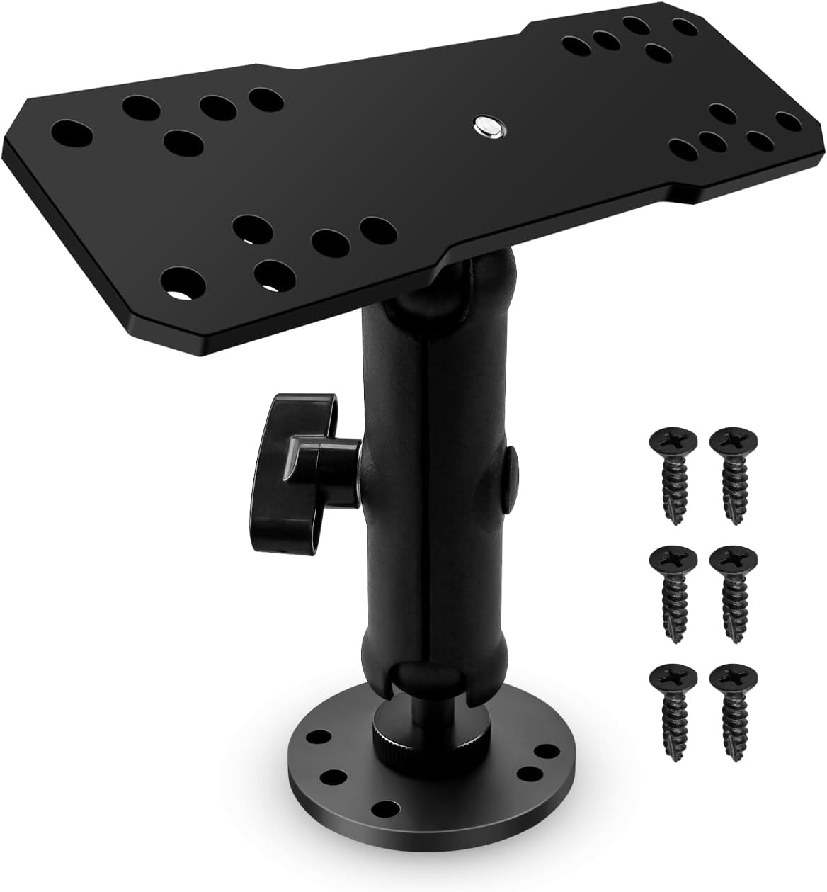 Aluminum Fish Finder Mount Compatible with Garmin Lowrance Humminbird, 5.9In Adjustable Medium Arm with 1.5In C Size Ball, Depth Finder Holder with Universal AMPS for Marine-Grade Boat Kayak