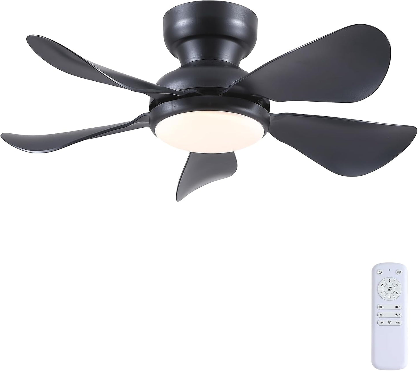 Kviflon 46 Inch Modern Ceiling Fans with Lights, Flush Mount Ceiling Fan with Remote/APP Control, 3 Reversible Curved Blades, 6 Speeds, 3 CCT, Dimmable Lights for Kids Room Bedroom, White