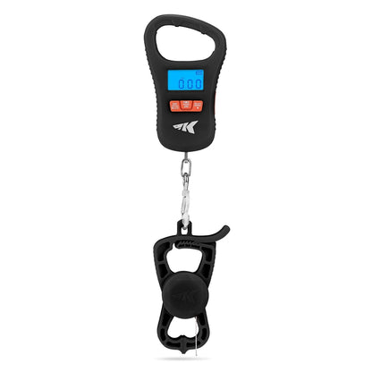 KastKing Fish Scale with Lip Gripper, ToughTide USB Charging Fishing Scale Built-in Measuring Tape, 65lb Capacity, Ultra-Thin Digital Fish Scale, LCD Display, Ergonomic Handle, Black Combo