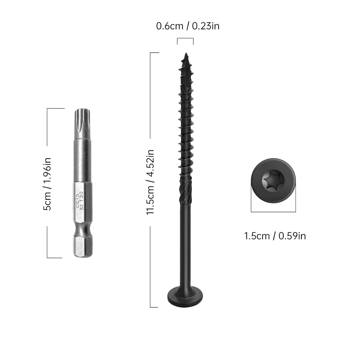 Wood Screws #14 x 6 Inch, Deck Screws 50Pcs,T30 Star Drive Outdoor Screws, Rust Resistant Timber Screws for Timber/Log/Landscaping Wood (#14 x 6)