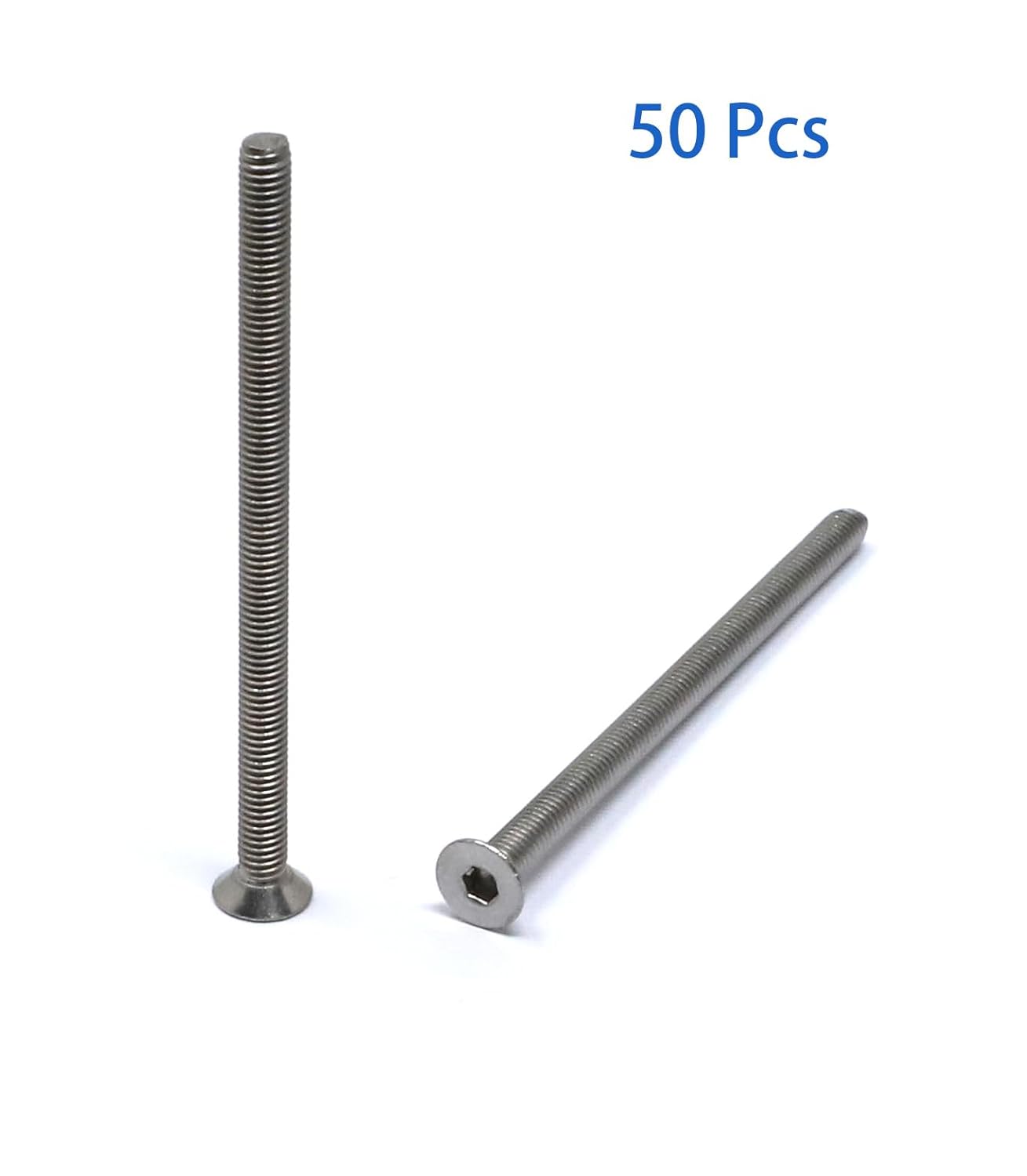 iexcell 5 Pcs M8 x 80mm Thread Pitch 1.25 mm Stainless Steel 304 Hex Socket Flat Head Cap Screws Bolts Kit