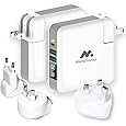 Travelpod 5-in-1 Portable Travel Charger Power Bank | 10,000mAh Power Bank with Global Adapters Included | Wireless Charging, Built-in Lightning & USB-C Charging Cable | Foldable AC Plug