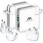 Travelpod 5-in-1 Portable Travel Charger Power Bank | 10,000mAh Power Bank with Global Adapters Included | Wireless Charging, Built-in Lightning & USB-C Charging Cable | Foldable AC Plug