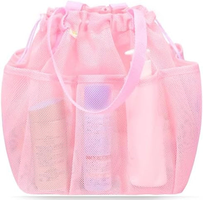 famichan Mesh Shower Caddy Portable, Dorm Room Essentials for College Students, Large Capacity with 8 Pockets Shower Bag for Camping,Swimming,Gym,Travel