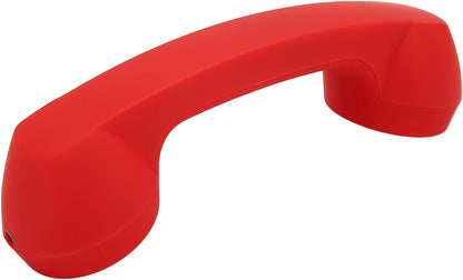 Qiilu Retro Telephone Handset for Mobile Phones - Rechargeable Radiation Proof Handset Receiver with USB Charging (Red)