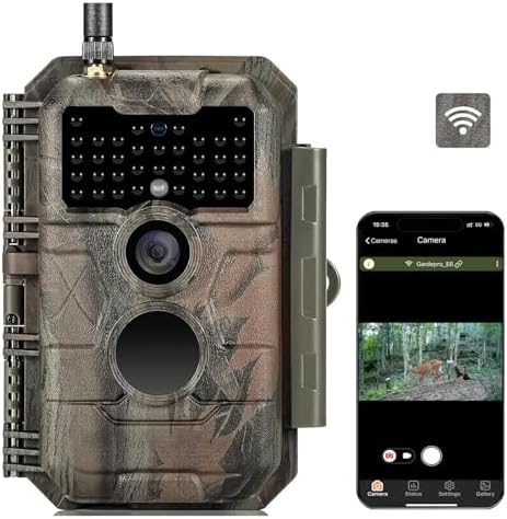 GardePro E6 Trail Camera, WiFi Blueooth, 48MP 1296p, Game Cameras with No Glow Night Vision, External Antenna, Motion Activated, Waterpoof