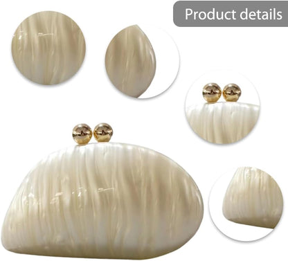 AZURAOKEY Sparkly Acrylic Evening Seashell Clutch Purse for Women Acrylic Evening Clutch Bag for Wedding Cocktail Party