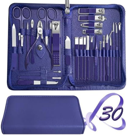 Manicure Set 30 in 1 Nail Clipper set, REDFLOW nail clippers, fingernail & toenail clippers, Manicure Tools, pedicure tools, Suitable for Travel Manicure Kit, Nail Set Kit With Everything Profe