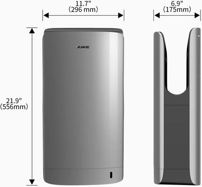 AIKE HEPA Filtered Vertical Hand Dryer Slim, 110-130V Silver 2023 New Version Model AK2065