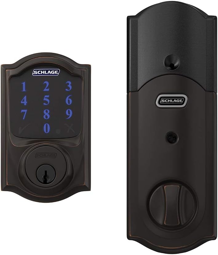 Schlage BE469ZP CAM 622 Connect Smart Deadbolt with Alarm with Camelot Trim in Matte Black, Z-Wave Plus Enabled