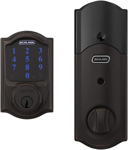 Schlage BE469ZP CEN 622 Connect Smart Deadbolt with Alarm with Century Trim in Matte Black, Z-Wave Plus Enabled